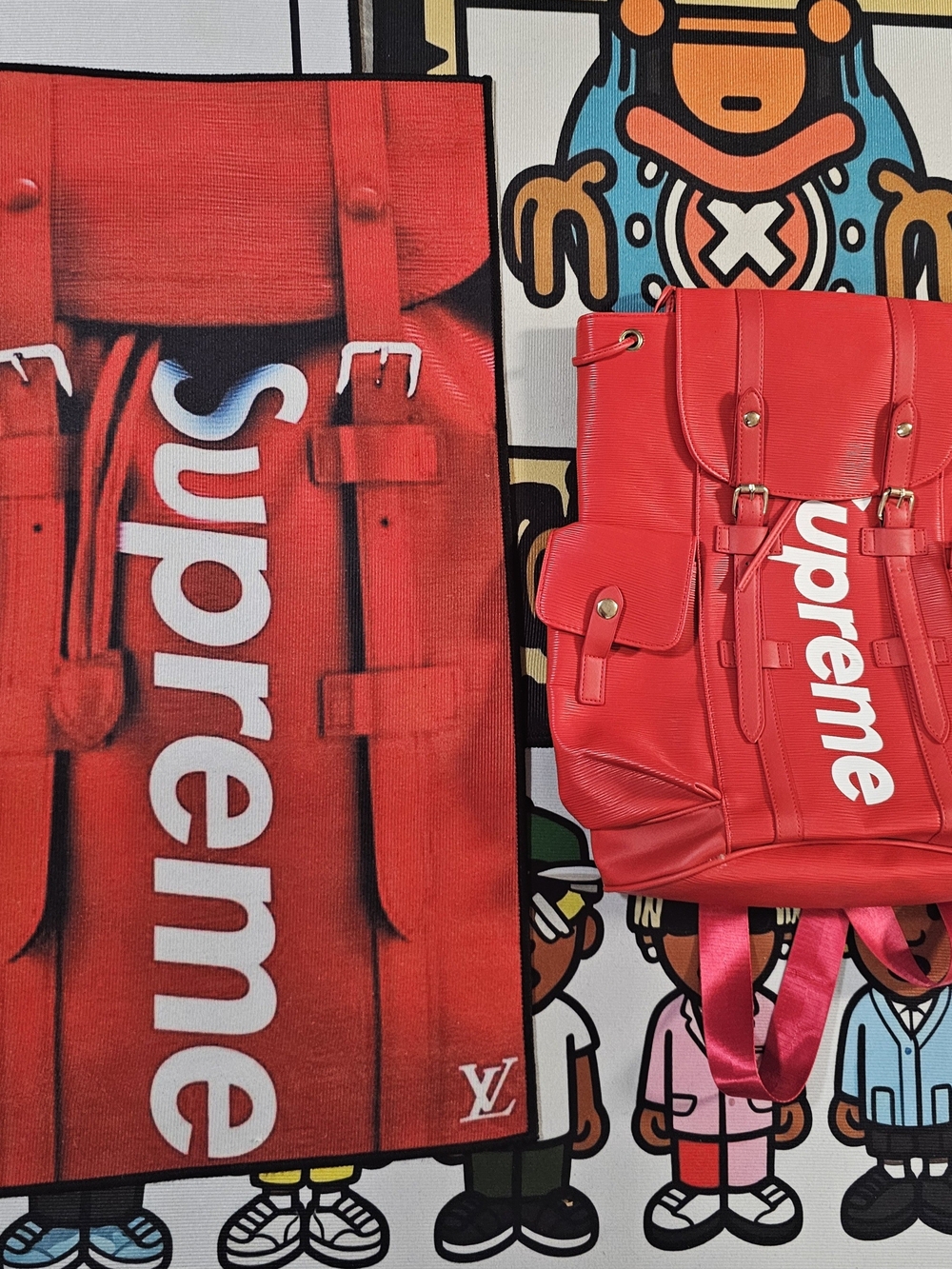 Supreme Red Logo Backpack Rug
